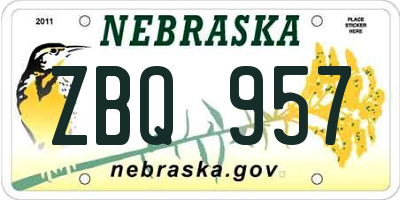 NE license plate ZBQ957