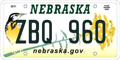 NE license plate ZBQ960