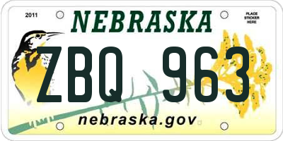 NE license plate ZBQ963