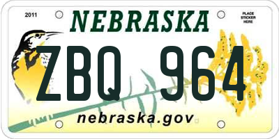 NE license plate ZBQ964