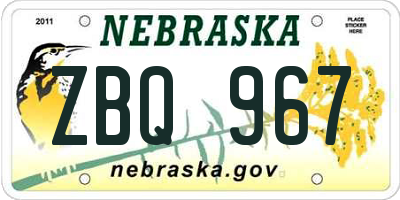 NE license plate ZBQ967