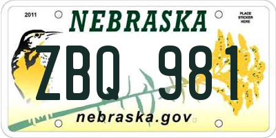 NE license plate ZBQ981