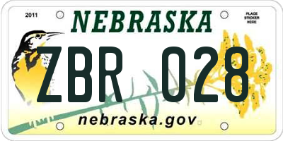 NE license plate ZBR028