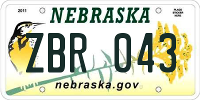 NE license plate ZBR043