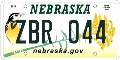 NE license plate ZBR044