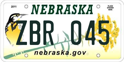 NE license plate ZBR045