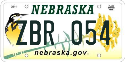 NE license plate ZBR054