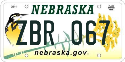 NE license plate ZBR067
