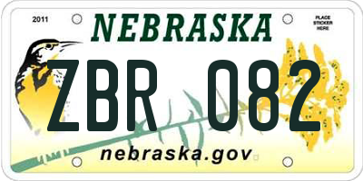 NE license plate ZBR082