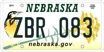 NE license plate ZBR083