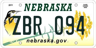 NE license plate ZBR094