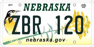 NE license plate ZBR120