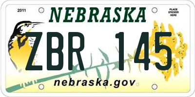NE license plate ZBR145