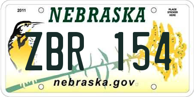 NE license plate ZBR154
