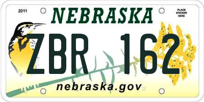 NE license plate ZBR162