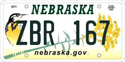 NE license plate ZBR167