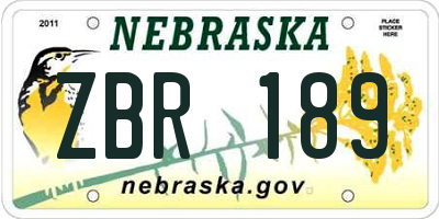 NE license plate ZBR189