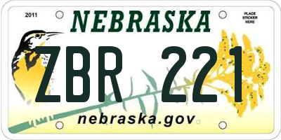 NE license plate ZBR221