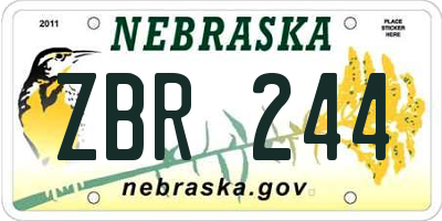 NE license plate ZBR244