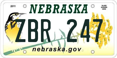 NE license plate ZBR247
