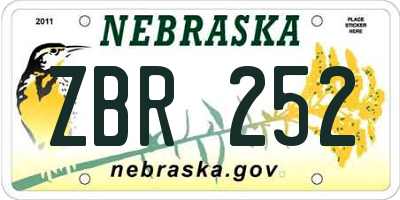 NE license plate ZBR252
