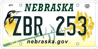 NE license plate ZBR253