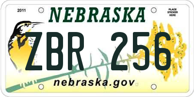NE license plate ZBR256