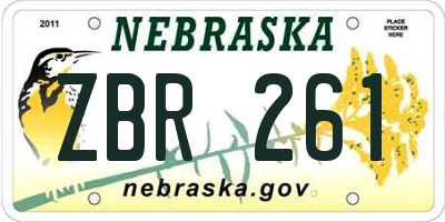 NE license plate ZBR261