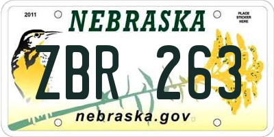 NE license plate ZBR263