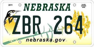 NE license plate ZBR264