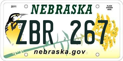 NE license plate ZBR267