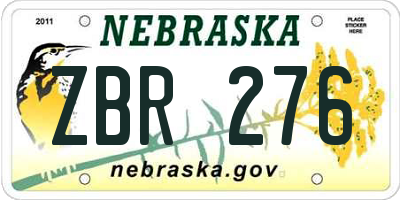 NE license plate ZBR276