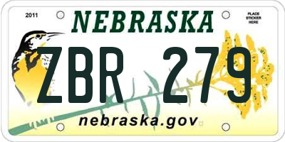 NE license plate ZBR279