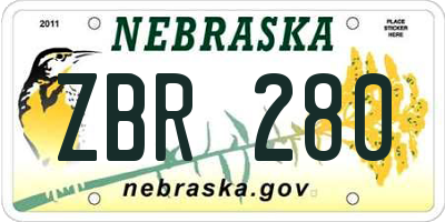 NE license plate ZBR280
