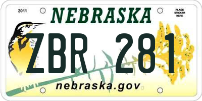 NE license plate ZBR281