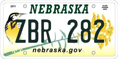NE license plate ZBR282