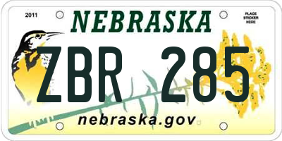 NE license plate ZBR285