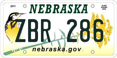 NE license plate ZBR286