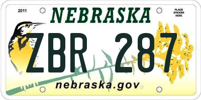 NE license plate ZBR287