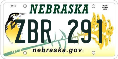 NE license plate ZBR291