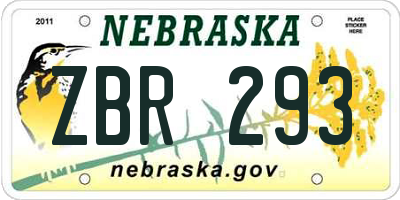NE license plate ZBR293