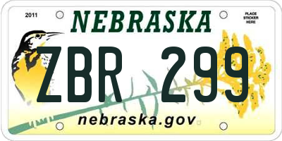 NE license plate ZBR299