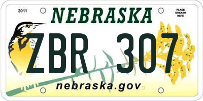 NE license plate ZBR307