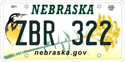 NE license plate ZBR322