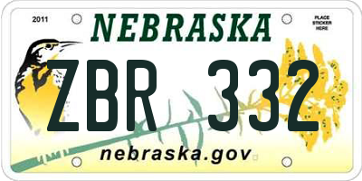 NE license plate ZBR332