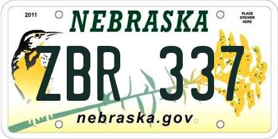 NE license plate ZBR337