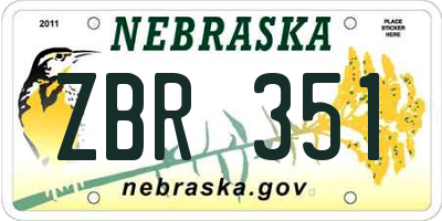 NE license plate ZBR351