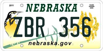 NE license plate ZBR356