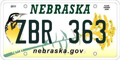 NE license plate ZBR363