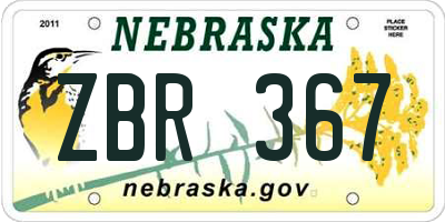 NE license plate ZBR367